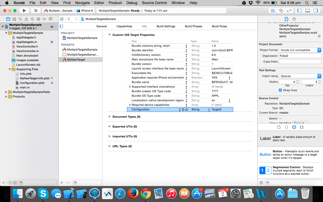 Multiple Targets in XCode