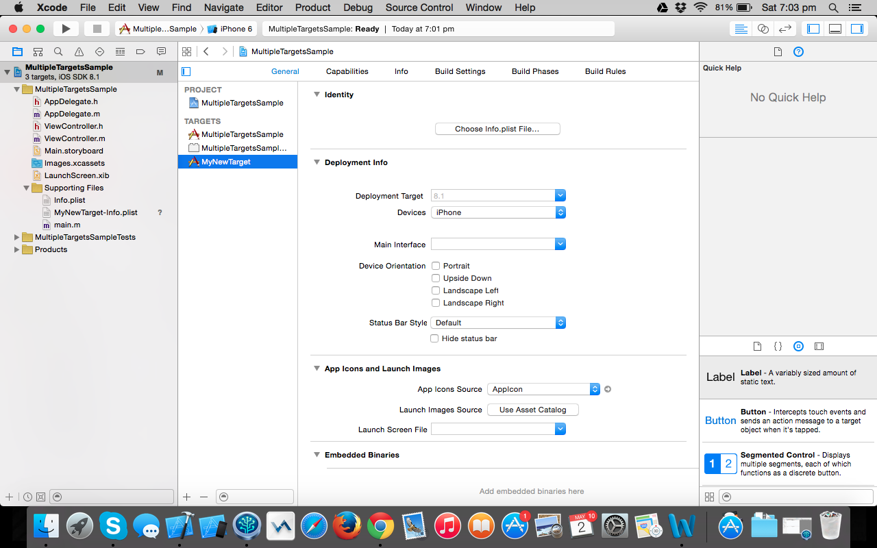 Multiple Targets in XCode