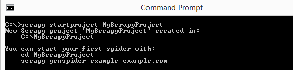 creating a project on scrapy