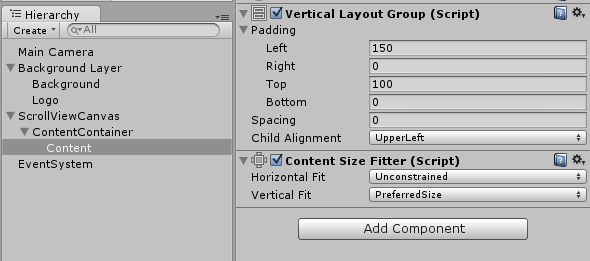 scrollable lists with new unity ui